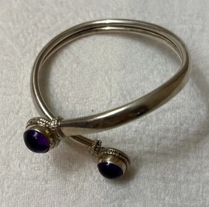 VNTG Sterling Silver Flexible Amethyst Bangle Bracelet - Picture 1 of 6