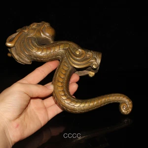Bastón de dragón de bronce retro chino raro bastón cabeza mango accesorios - Imagen 1 de 9