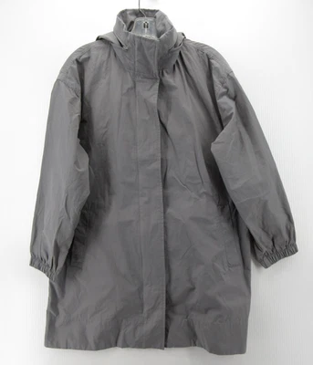 Eileen Fisher Jacket Women Small Petites Gray Rain Coat Hoodie Organic Cotton - Image 1 of 4
