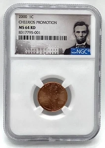 Centavo Lincoln Cheerios 2000 1 c promoción NGC MS 64 RD - Imagen 1 de 4