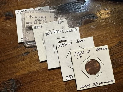 Lot of 6 Lincoln Cents Includes 1982 D RPM 001 and 1980 D RPM Varieties - Image 1 of 4