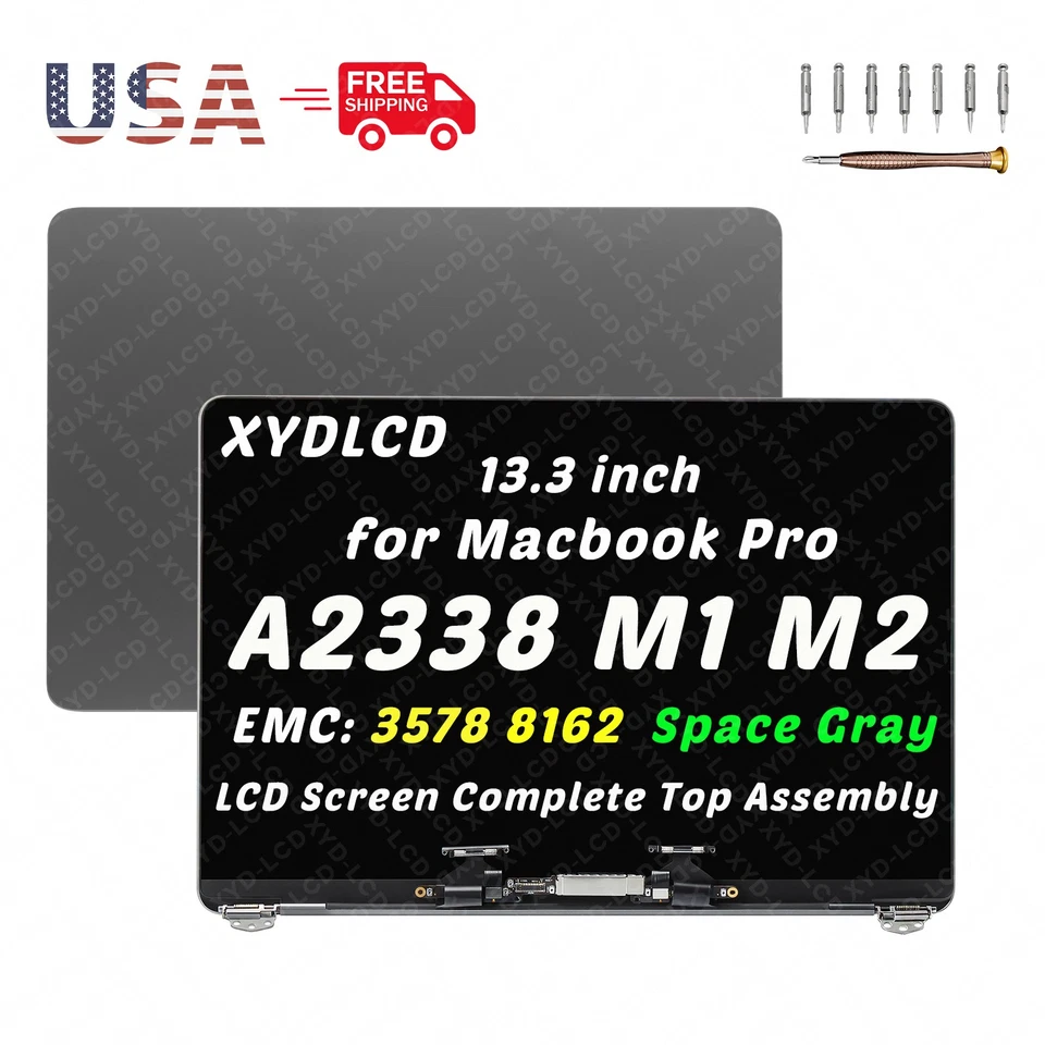 XYDLCD OEM 13.3in for Macbook Pro A2338 2020 M1 LCD Screen Display True Tone Space Gray