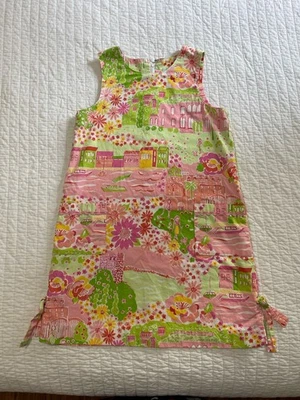 Vintage 2005 Lilly Pulitzer Girls Pink Travel Print Pocket Sheath Dress Size 12 - Image 1 of 4