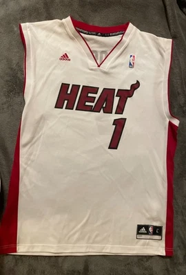 Camiseta deportiva de baloncesto Adidas Chris Bosh #1 Miami Heat blanca de la NBA talla grande Foto 1 de 4