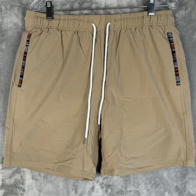 Mens Cargo Shorts Bundle Of 3 Elastic Waist Drawstring Tribal Trim Tan Size 34 - Image 1 of 4
