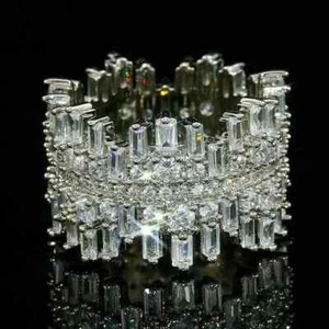 3.5Ct Baguette Lab-Created Diamond Engagement Wedding Ring 14K White Gold Plated - Picture 1 of 3