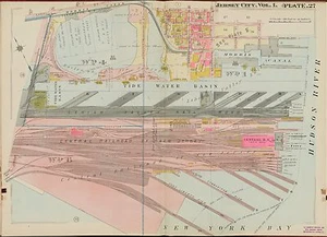1908 JERSEY CITY, HUDSON COUNTY NEW JERSEY COMMUNIPAW FERRY, KOPIE PLAT ATLAS KARTE - Bild 1 von 3