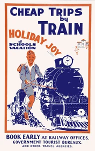 VINTAGE CHEAP TRIPS BY TRAIN RAILWAY A4 POSTER PRINT - Picture 1 of 1