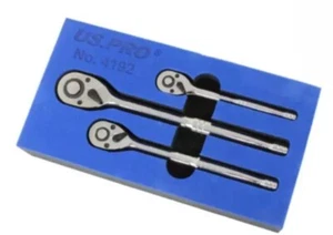US PRO Tools 3 Piece Hand ratchet Set 1/4" 3/8" 1/2" In a Foam Tray 4192 - Picture 1 of 3