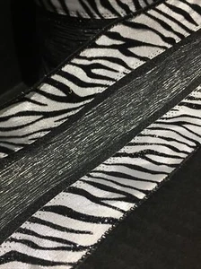 Black & White Zebra Print Ribbon 4”x 3 yd Celebrate It Luxe Silver Metallic New - Picture 1 of 9