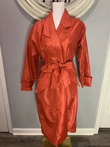Portrait Petite Red Rain Trench Coat Women's Vintage Size 2 - Fabulous Look! - Picture 1 of 11