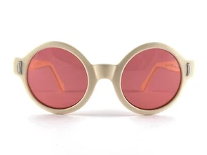 VINTAGE SUNTIMER VICTORY S 523 BEIGE ROUND MADE IN FRANCE 1960'S SUNGLASSES - Picture 1 of 9