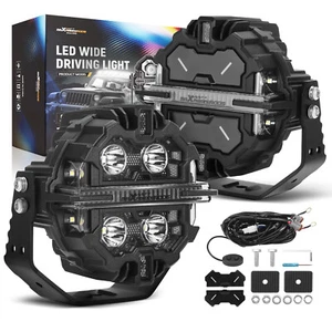 Round LED Driving Light Pods 5 Inch Spot Side Shooter RGB DRL Off Road Lights - Foto 1 di 12