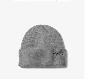 Gorro Michael Kors Cachemir Acanalado Gris Talla Única Nuevo con Etiquetas - Imagen 1 de 1