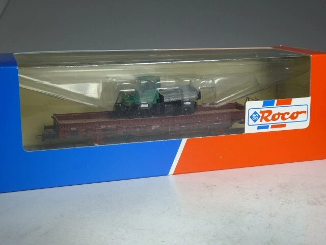 (TAN-3) Roco 47178DB Eisenbahn Waggon mit Unimog Pritsche in OVP - Bild 1 von 1