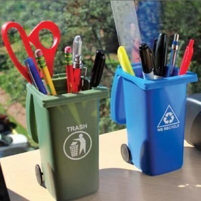 BIGMOUTHINC The Mini Curbside Trash & Recycle Can Set - Awesome Pen/Pencil Holder with lids