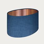 Lampshade Navy Blue Textured Woven Brushed Copper Oval Light Shade