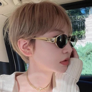 Retro Lisa Style Sunglasses Oval Frames Gold Color Vintage Shades Glasses UV400 - Picture 1 of 12