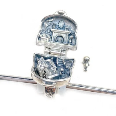 925 Sterling Silver Polly’s Cuddly Kitten Polly Pocket Spacer Charm Bead Stopper - Image 1 of 4