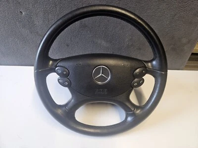 全新皮革梅赛德斯奔驰 2004-2010 CLS C219 黑色方向盘 04-10  — 第 1/4 张图片