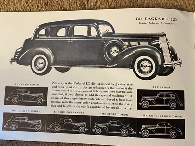 1937 Packard 6 Packard 120 Car Dealer Showroom Sales Brochure B&W reprint - Image 1 of 4