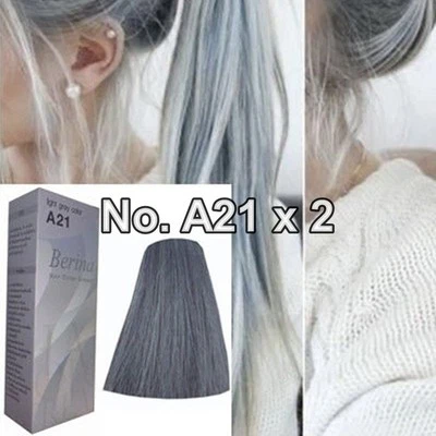 A21 Permanent cream light grey punk hair dye colors silver style professional x2 - Image 1 of 4