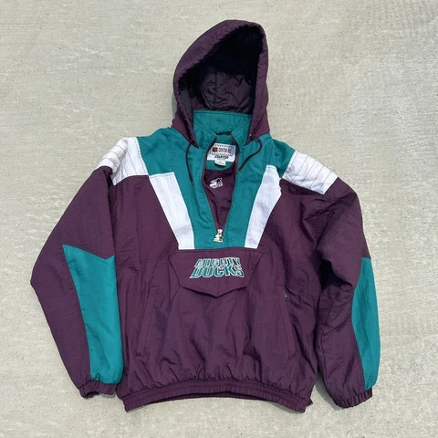 Vintage 90’s NHL Anaheim Mighty Ducks Starter 1/4 Zip Parka Jacket Size XL Cover