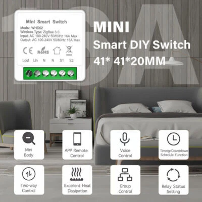 AUBESS Interruptor inteligente Tuya MINI Wifi 16A temporizador control de voz inalámbrico Alexa Google Home