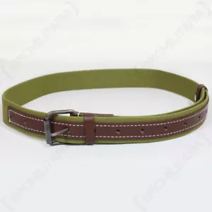 WW2 Russian Canvas Belt - Olive Green Brown Leather Military Army Repro - Picture 1 of 3