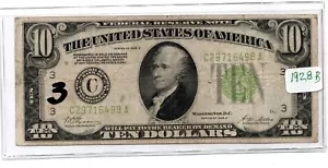 1928B 10 $ GREEN SEAL FEDERAL RESERVE NOTE S/N C 297164498 A VERY NICE USED NOTE - Bild 1 von 6