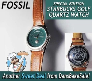 Reloj de cuarzo de golf Starbucks Fossil de colección edición limitada resistente al agua - Imagen 1 de 12
