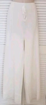 CALÇA NOVA COM ETIQUETAS NANETTE LEPORE MALHA MARFIM LUREX CINTURA MACIA PERNA LARGA TAMANHO GRANDE  - Imagem 1 de 4