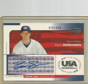 2004 Upper Deck USA Baseball ZACH SORENSEN Blue Ink Autograph – 419/450 - Picture 1 of 2