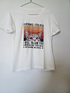 t shirt donna O collo bianco gatto, poliestere/cotone, estiva, manica corta - XL - Foto 1 di 1