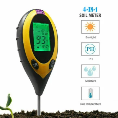 Soil PH Tester 4 In 1 Digital Moisture Light Test Meter Analyzer Plant Garden - Image 1 of 4