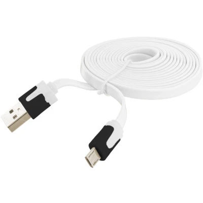 NTJ Flat Noodle MICRO USB Charger Cable for SAMSUNG S7 NOKIA LG HTC smart phones - Image 1 of 4