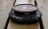 Zitan Wood Display Stand Antique Kangxi Early Qing Hand Carved 4" Inner Dia.