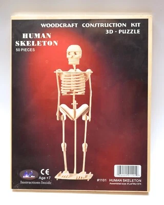 Puzzled 3D Puzzle Human Skeleton Wood Craft Construction Kit - 50 Pcs Pack - Image 1 of 3