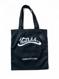 NEW Toppers VonDutch Reusable Cloth Shopping Bag Tote Black Cotton Canvas 6oz - Picture 1 of 3