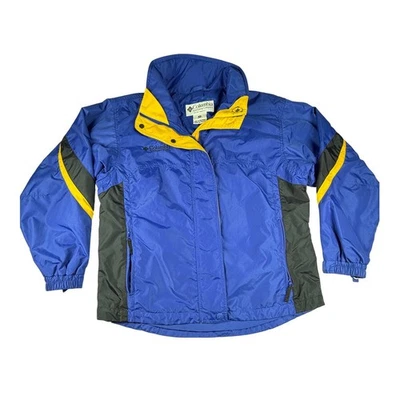 Chaqueta cortavientos Columbia Sportswear para mujer M azul amarillo negro nailon al aire libre Foto 1 de 4