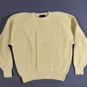 VINTAGE Eddie Bauer Yellow Heavy Knit Sweater Men’s Size XL 100% Cotton - Picture 1 of 8