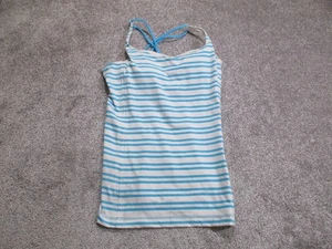 Lululemon Tank Top Womens Size 10 Blue Striped Sports Athletics Running Walking - Picture 1 of 8