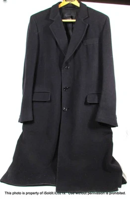 MENS NAVY BLUE SAX FIFTH AVENUE CASHMERE Long DRESS COAT SZ Large? - Image 1 of 4