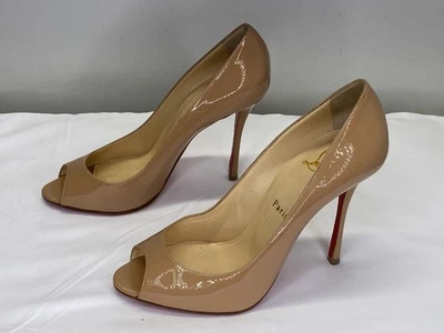 Christian Louboutin Womens Pumps Beige Size 8 New Very Prive' Peep Toe Stiletto - Image 1 of 4