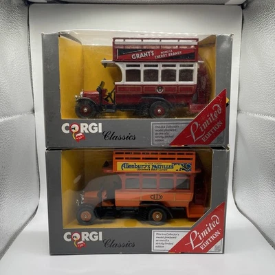 Lot Of 2 Corgi Classics Thornycroft Double-Decker Bus in Box - Allenburys Grants - Image 1 of 4