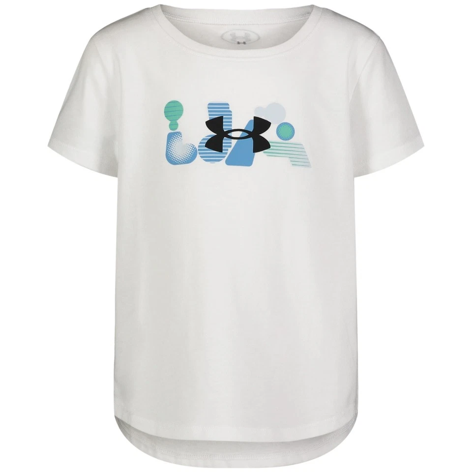 Under Armour 5120916 Little Girls' UA Wordmark T-Shirt, White, Size 6 - Image 1 of 1