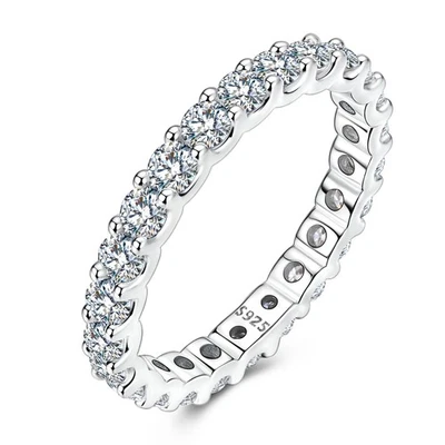 MULA Women Original 925 Sterling Silver Finger moissanite Shining Full Set Ring - Image 1 of 4