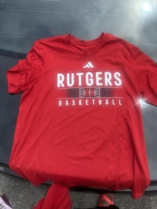 Adidas Rutgers University Red Basketball T-Shirt for Adults XL Hoops - Picture 1 of 2