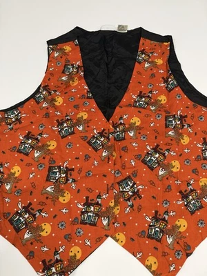 Vintage Women's Basic Editions Halloween Vest Size 24w Haunted House Ghosts - Image 1 of 4