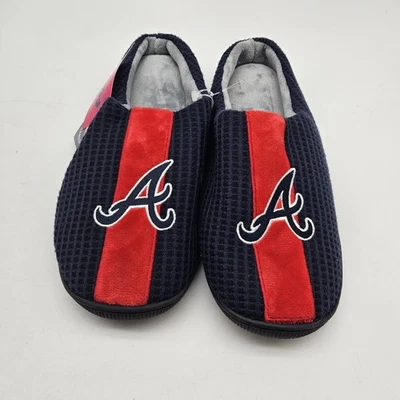 Atlanta Braves Slippers Shoes Mens XL 13-14 Navy Red MLB Baseball House Warm - Image 1 of 4